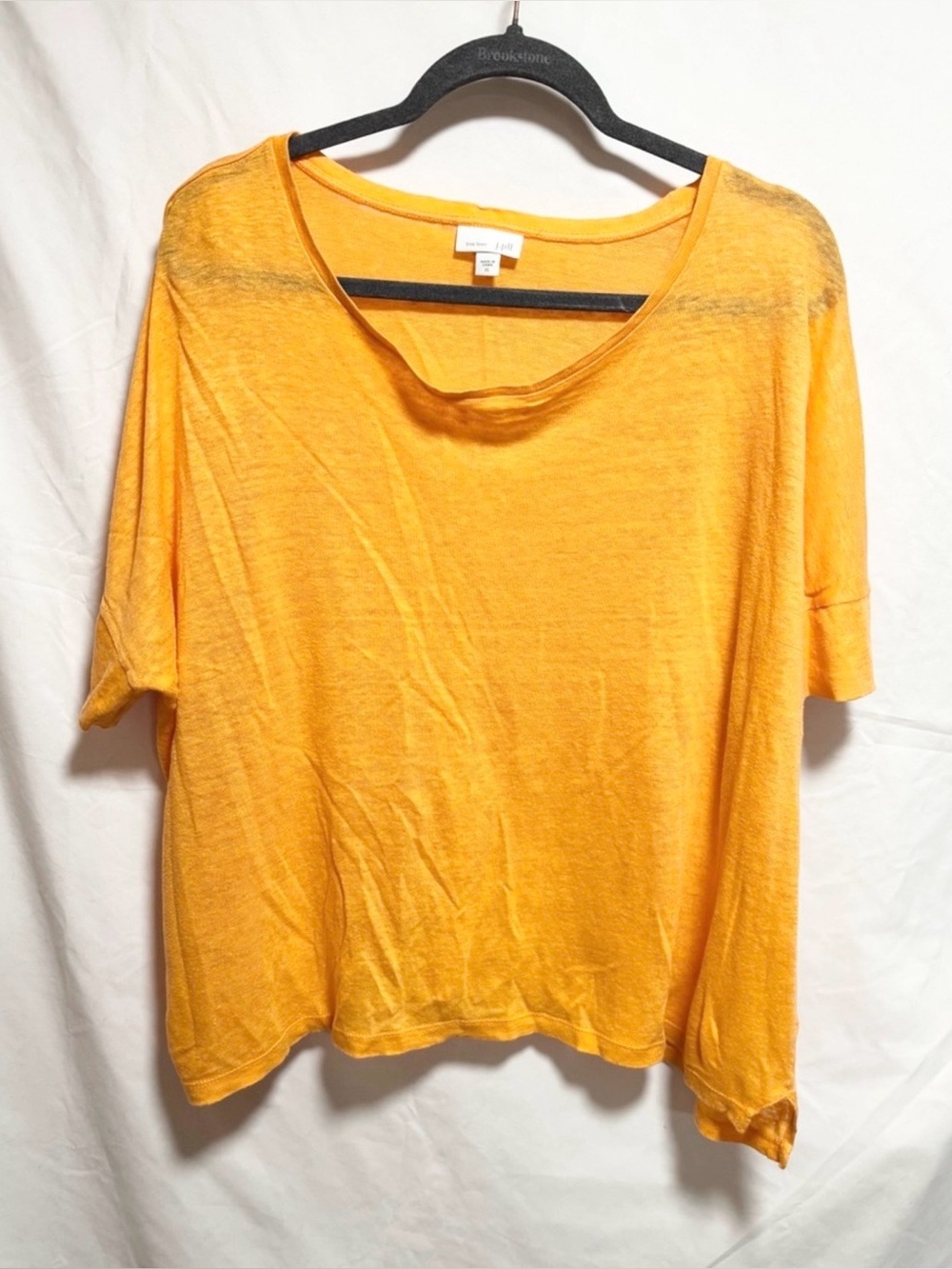 J. Jill love linen Lightweight Boxy linen Tee - bright orange